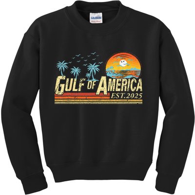 Gulf Of Usa America Est 2025 Retro Vintage Beach Kids Sweatshirt