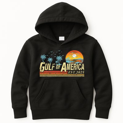 Gulf Of Usa America Est 2025 Retro Vintage Beach Kids Hoodie