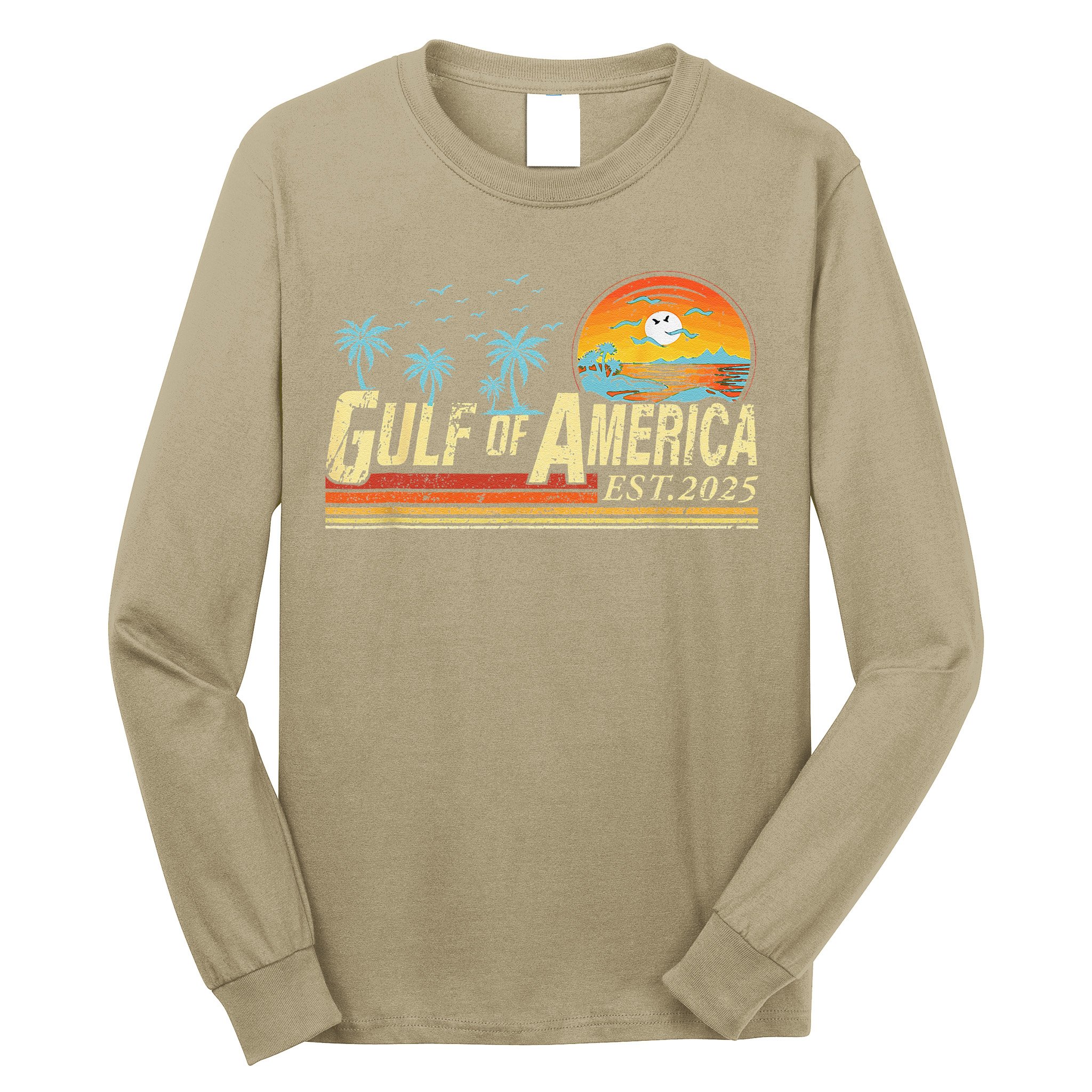 Gulf Of Usa America Est 2025 Retro Vintage Beach Long Sleeve Shirt