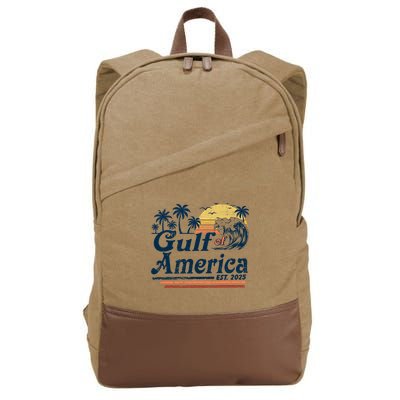 Gulf Of US America Est 2025 Retro Vintage Beach  Cotton Canvas Backpack
