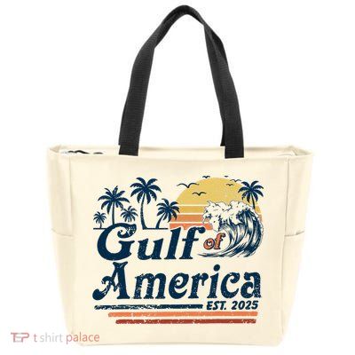Gulf Of US America Est 2025 Retro Vintage Beach  Zip Tote Bag