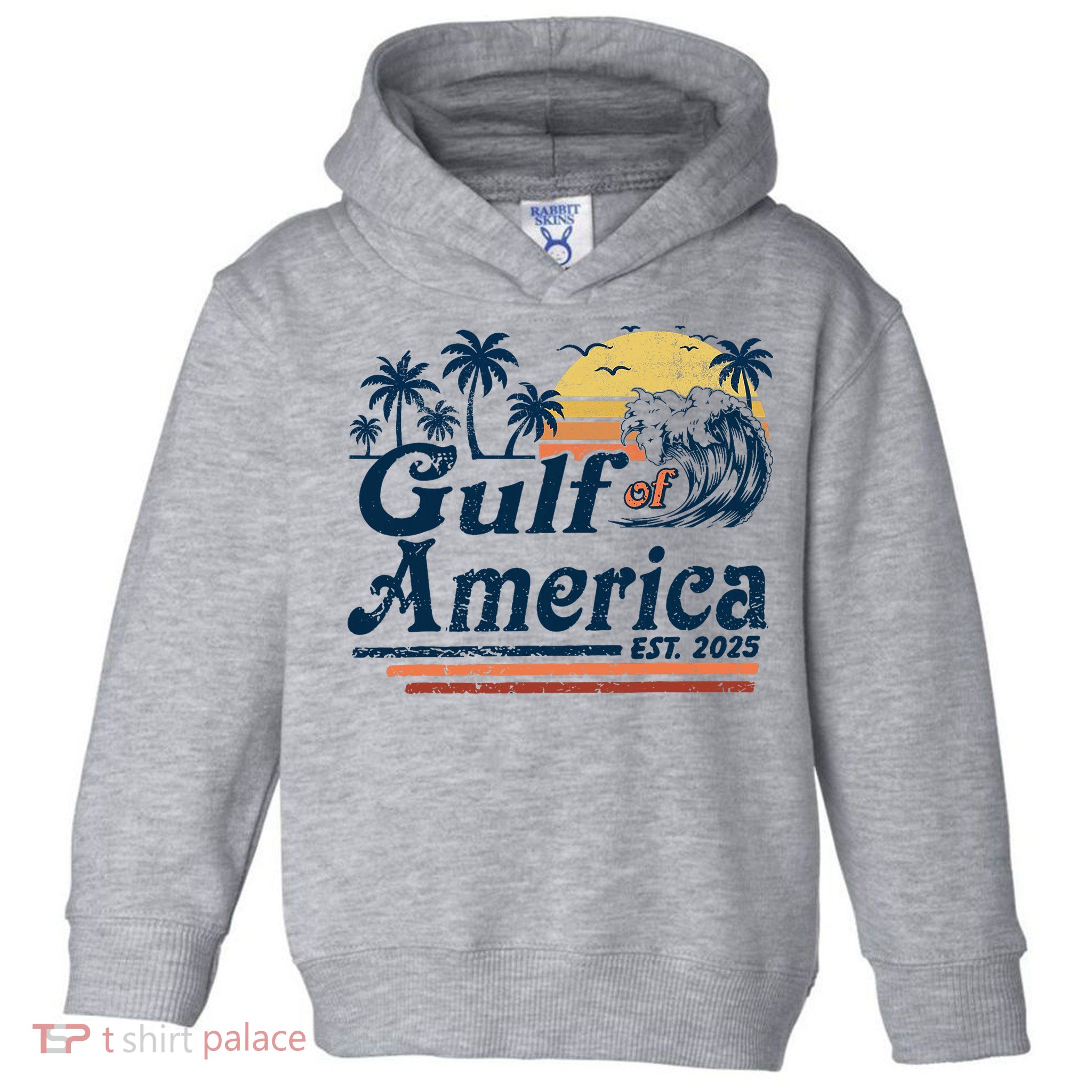 Gulf Of US America Est 2025 Retro Vintage Beach  Toddler Hoodie