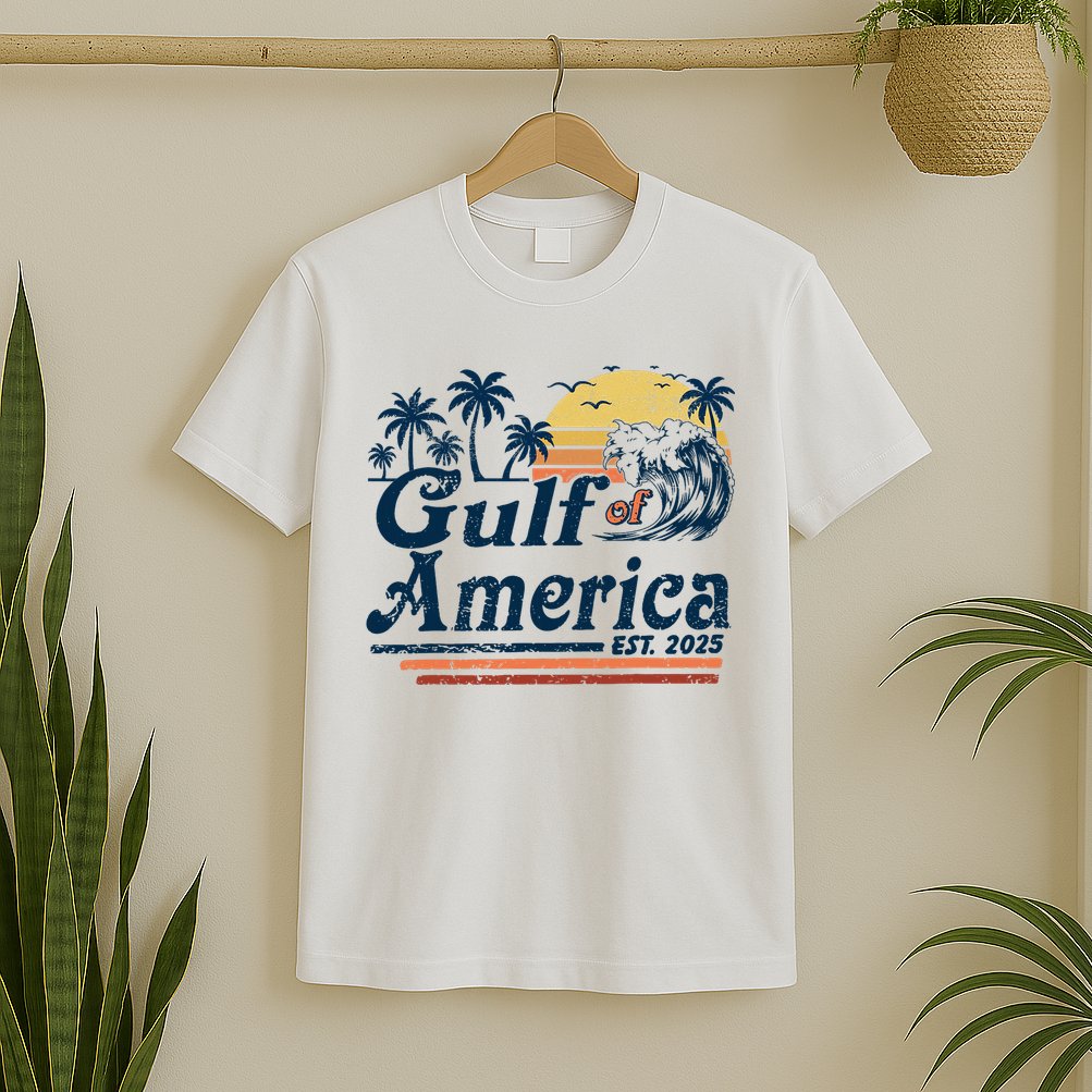 Gulf Of US America Est 2025 Retro Vintage Beach  T-Shirt