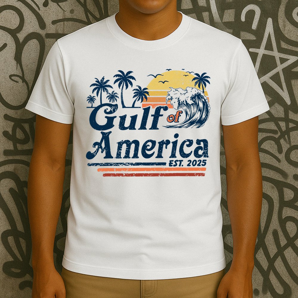 Gulf Of US America Est 2025 Retro Vintage Beach  T-Shirt