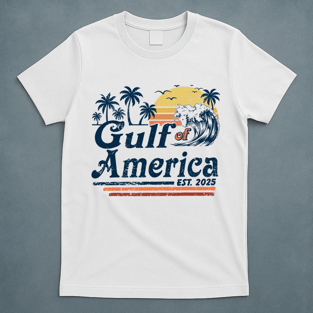 Gulf Of US America Est 2025 Retro Vintage Beach  T-Shirt