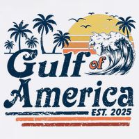 Gulf Of US America Est 2025 Retro Vintage Beach  T-Shirt