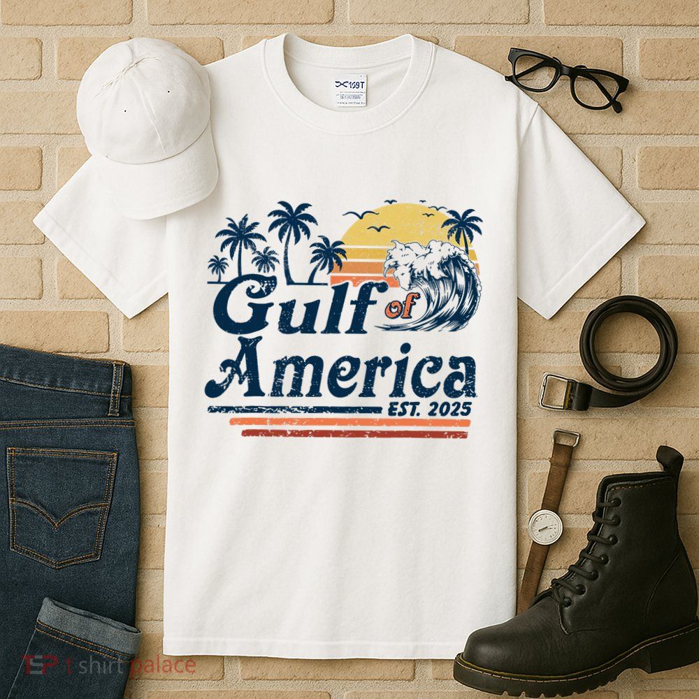 Gulf Of US America Est 2025 Retro Vintage Beach  Tall T-Shirt