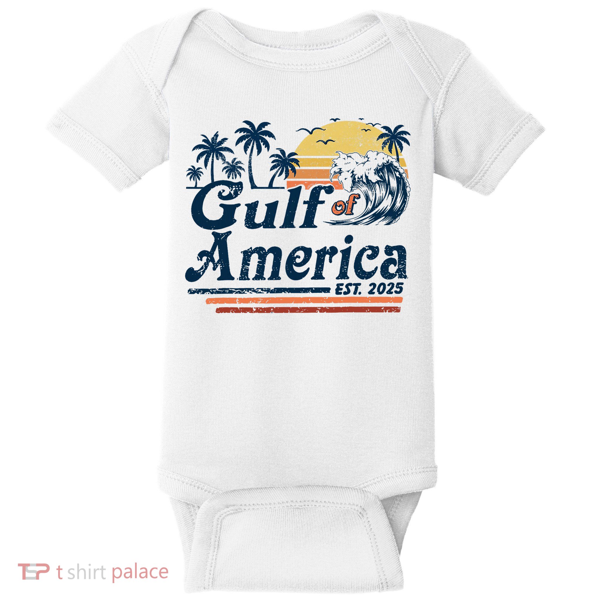 Gulf Of US America Est 2025 Retro Vintage Beach  Baby Bodysuit