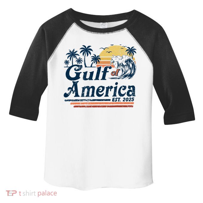 Gulf Of US America Est 2025 Retro Vintage Beach  Toddler Fine Jersey T-Shirt