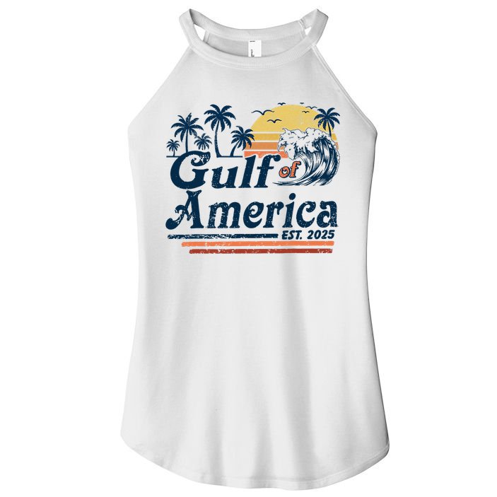 Gulf Of US America Est 2025 Retro Vintage Beach  Women's Perfect Tri Rocker Tank