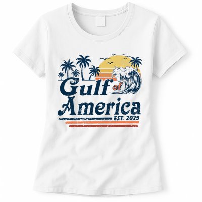 Gulf Of US America Est 2025 Retro Vintage Beach  Womens T-Shirt