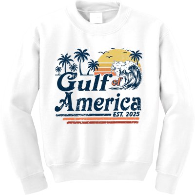 Gulf Of US America Est 2025 Retro Vintage Beach  Kids Sweatshirt