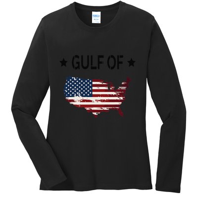 Gulf Of Usa America Funny Usa Flag Donald Trump Ladies Long Sleeve Shirt