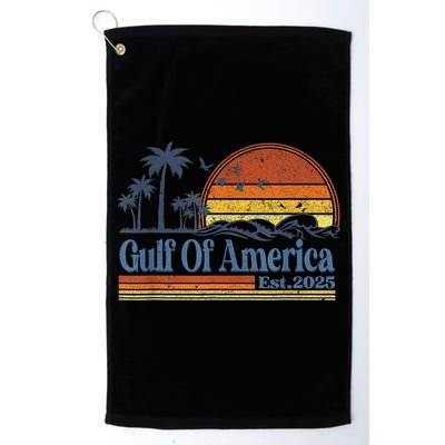 Gulf Of Us America Est 2025 Retro Vintage Beach Sunset Golf Towel