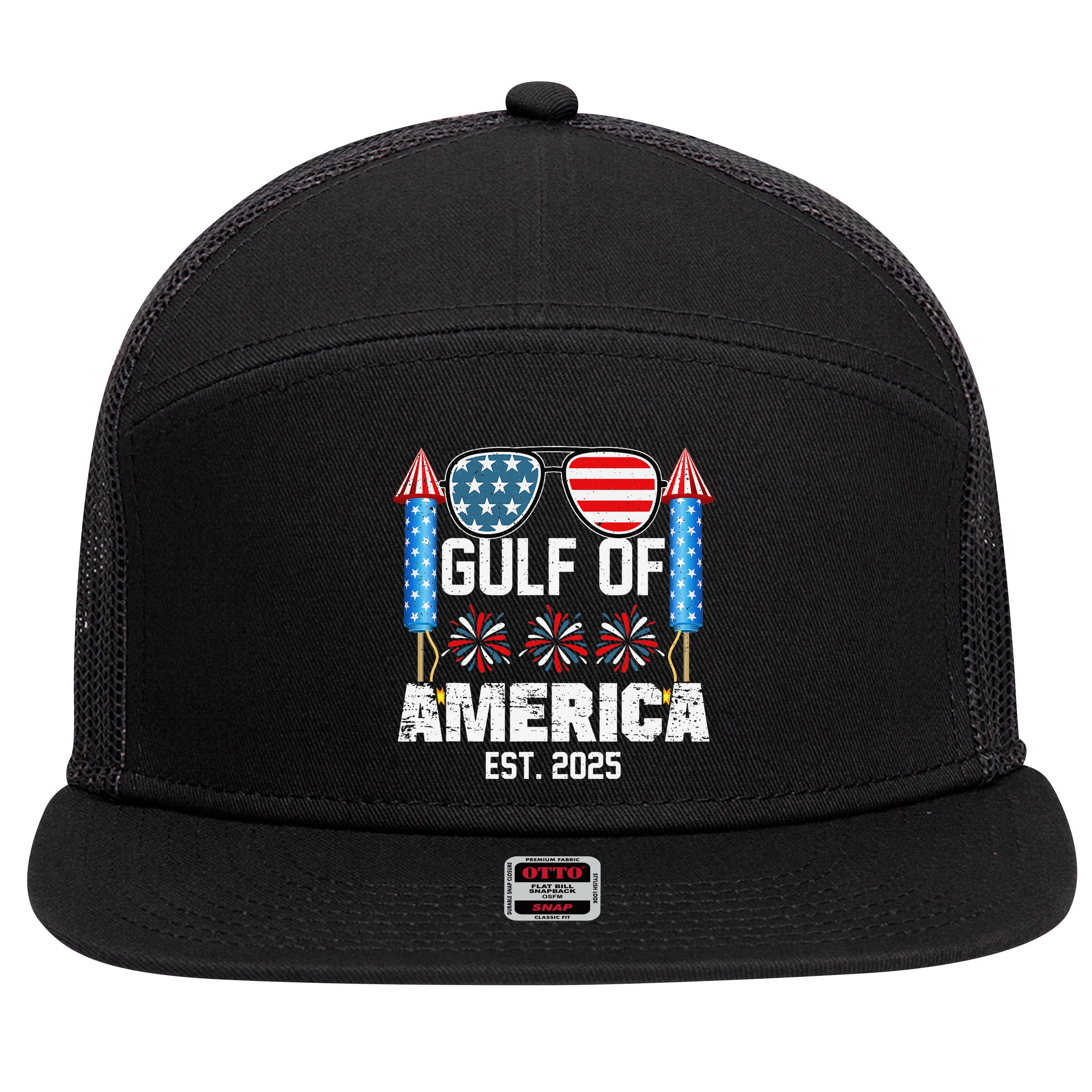 Gulf Of USA America Since 2025 4th Of July Sunglasses 7 Panel Mesh Trucker Snapback Hat