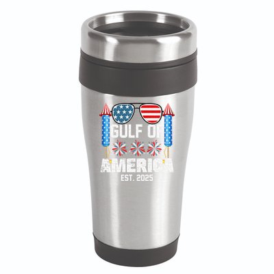 Gulf Of USA America Since 2025 4th Of July Sunglasses 16oz Travel Tumbler
