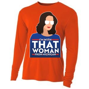 Gov Whitmer I'm With That Woman From Michigan Cooling Performance Long Sleeve Crew