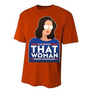 Gov Whitmer I'm With That Woman From Michigan Performance Sprint T-Shirt