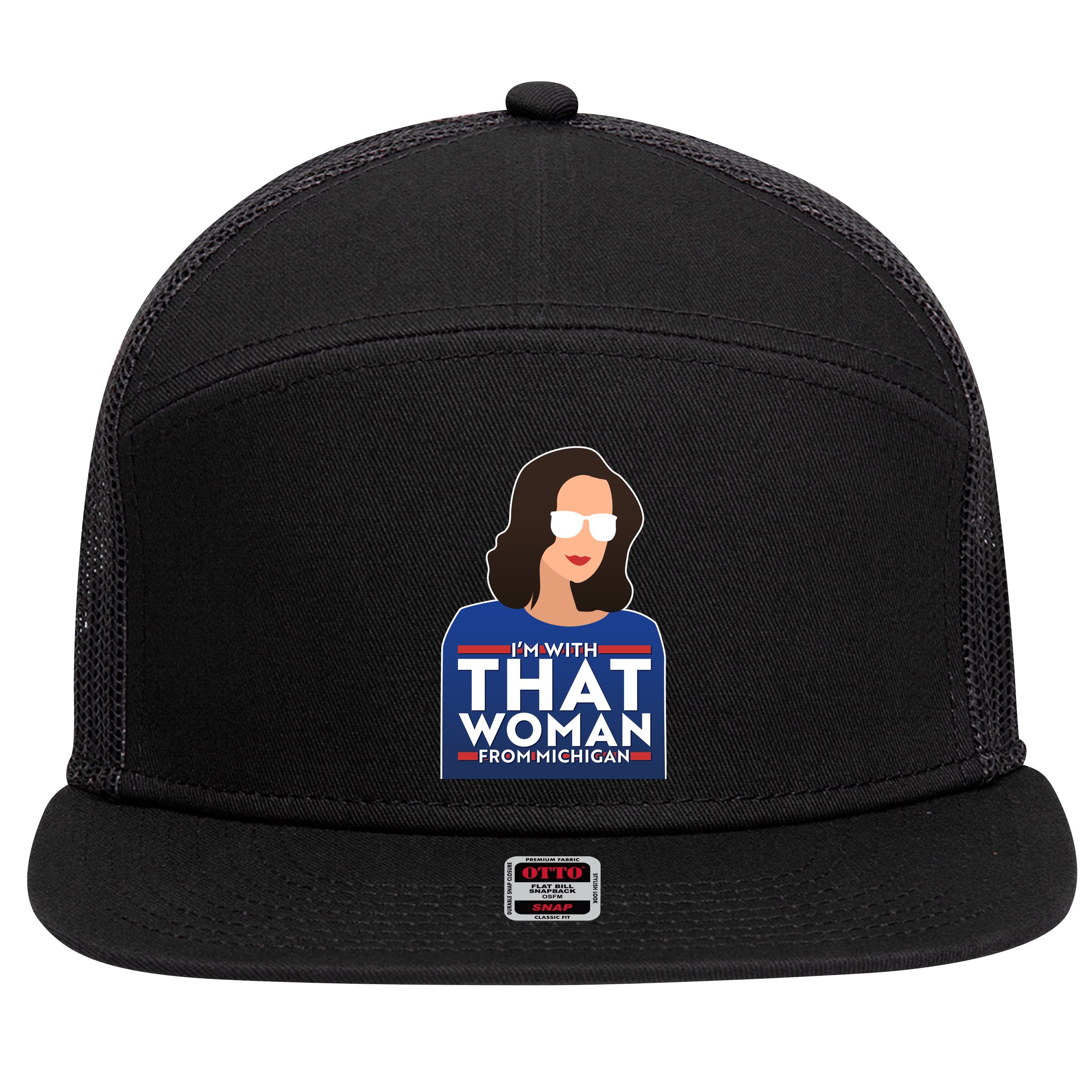 Gov Whitmer I'm With That Woman From Michigan 7 Panel Mesh Trucker Snapback Hat