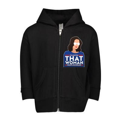 Gov Whitmer I'm With That Woman From Michigan Toddler Zip Fleece Hoodie