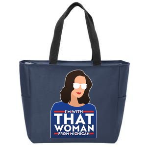 Gov Whitmer I'm With That Woman From Michigan Zip Tote Bag