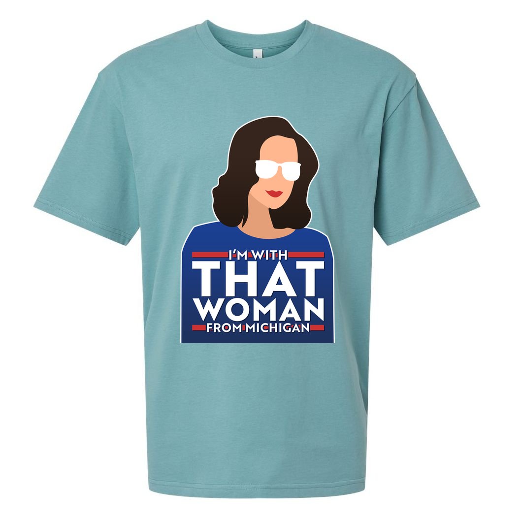 Gov Whitmer I'm With That Woman From Michigan Sueded Cloud Jersey T-Shirt