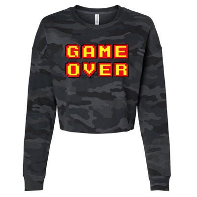 Game Over Vintage Retro Video Games Gaming Gift Arcade Cropped Pullover Crew