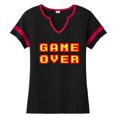 Game Over Vintage Retro Video Games Gaming Gift Arcade Ladies Halftime Notch Neck Tee