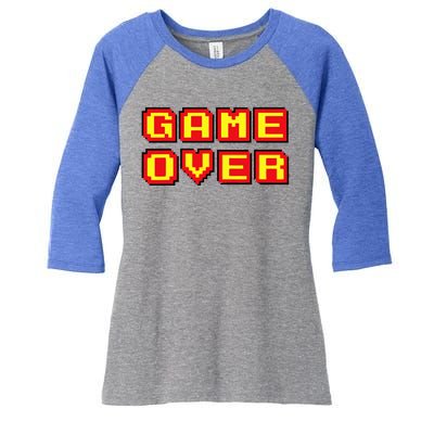 Game Over Vintage Retro Video Games Gaming Gift Arcade Women's Tri-Blend 3/4-Sleeve Raglan Shirt