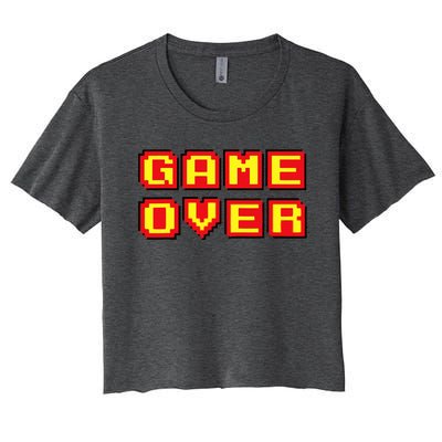 Game Over Vintage Retro Video Games Gaming Gift Arcade Women's Crop Top Tee