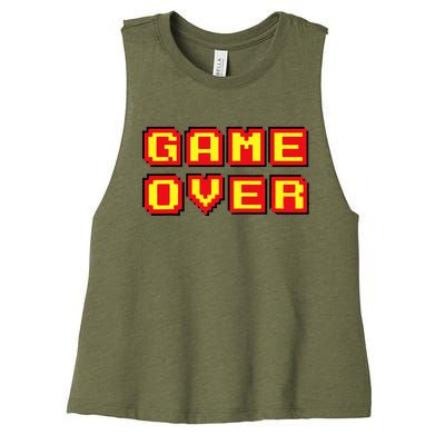 Game Over Vintage Retro Video Games Gaming Gift Arcade Women's Racerback Cropped Tank