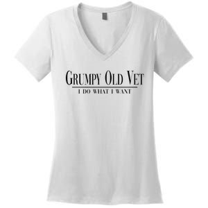 Grumpy Old Vet I Do What I Want Funny Military Veteran Style Women's V-Neck T-Shirt