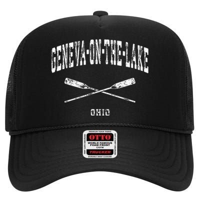 Genevaonthelake Ohio Vintage Nautical Crossed Oars High Crown Mesh Back Trucker Hat