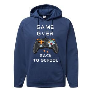 Game OverFunny Video Game Back To School Tee For Gamers Gift Performance Fleece Hoodie