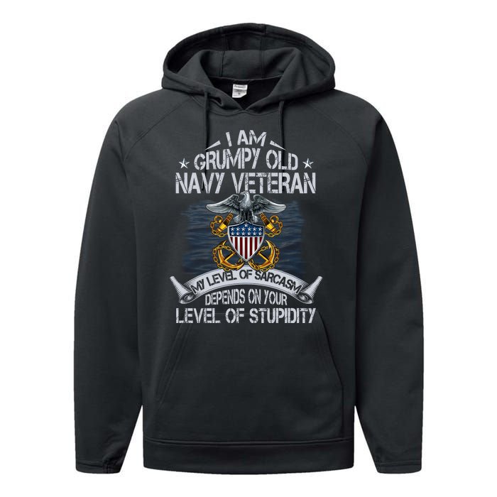 Grumpy Old Veteran Tee Pride Na Vy Sarcasm | Retired Gift Performance Fleece Hoodie