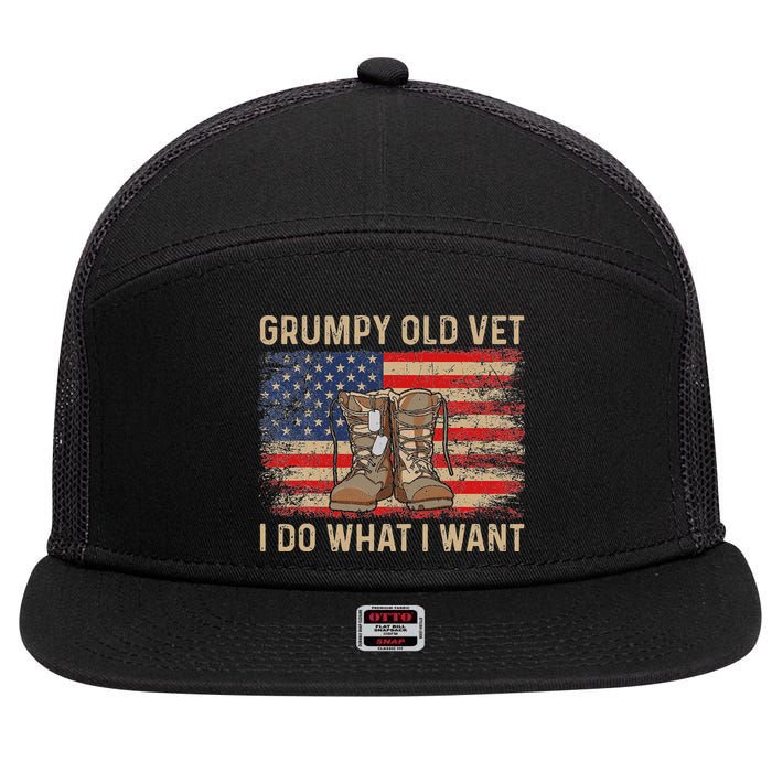 Grumpy Old Vet I Do What I Want 7 Panel Mesh Trucker Snapback Hat