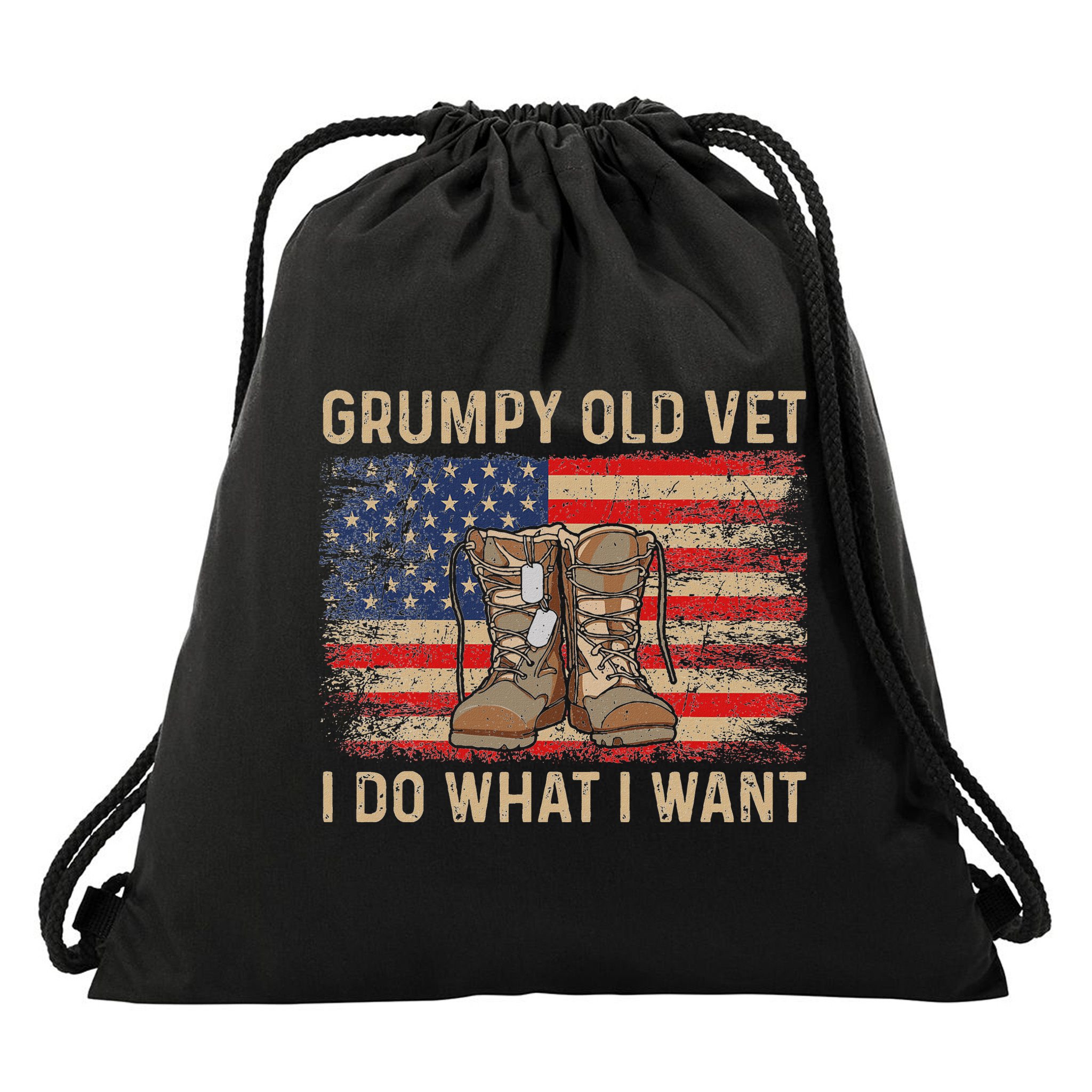 Grumpy Old Vet I Do What I Want Drawstring Bag