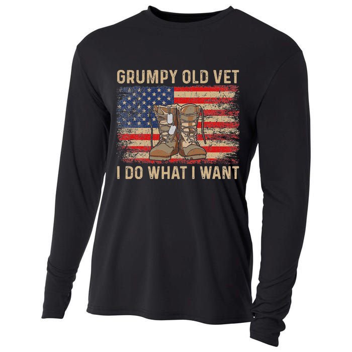 Grumpy Old Vet I Do What I Want Cooling Performance Long Sleeve Crew