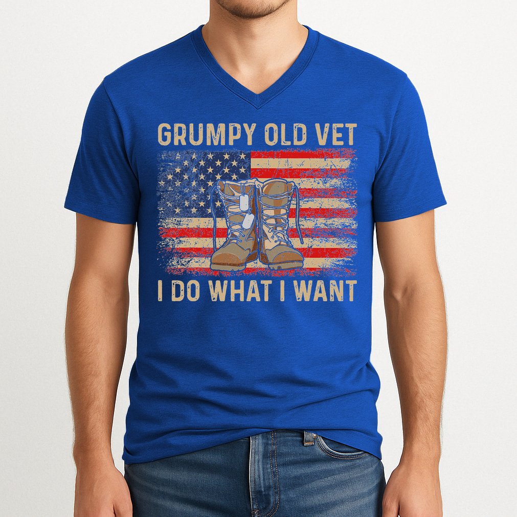 Grumpy Old Vet I Do What I Want V-Neck T-Shirt