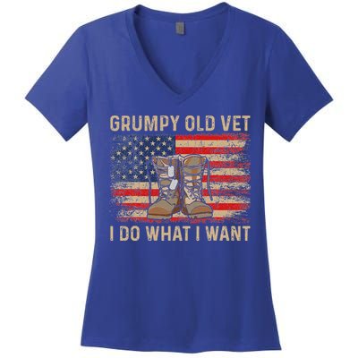 Grumpy Old Vet I Do What I Want Women's V-Neck T-Shirt