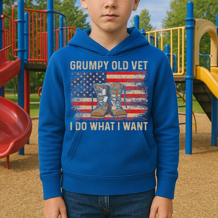 Grumpy Old Vet I Do What I Want Kids Hoodie