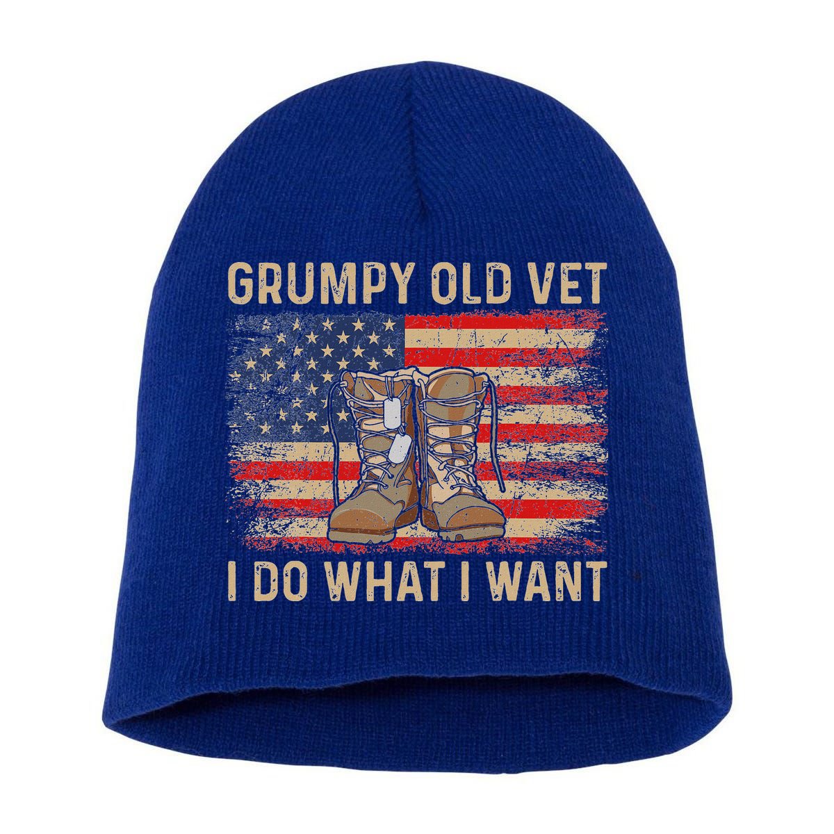 Grumpy Old Vet I Do What I Want Short Acrylic Beanie