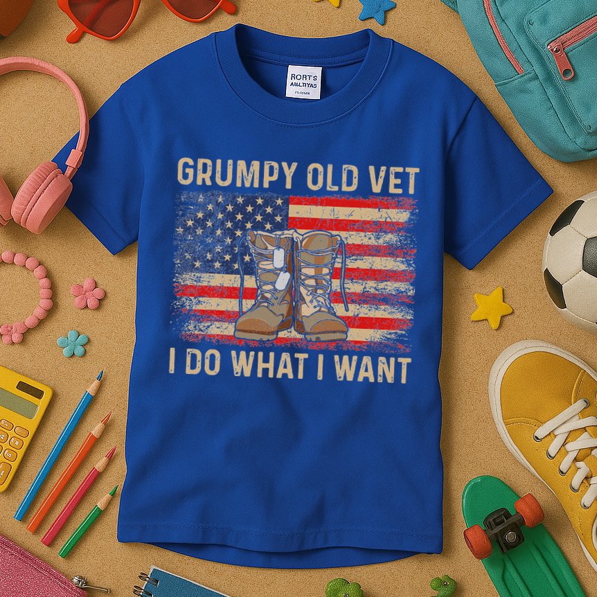 Grumpy Old Vet I Do What I Want Kids T-Shirt