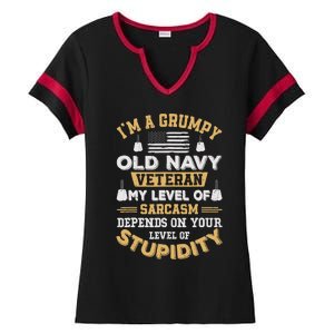 Grumpy Old Veteran Patriotic Funny Military Veteran Usa Ladies Halftime Notch Neck Tee