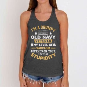 Grumpy Old Veteran Patriotic Funny Military Veteran Usa Women's Knotted Racerback Tank