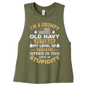 Grumpy Old Veteran Patriotic Funny Military Veteran Usa Women's Racerback Cropped Tank