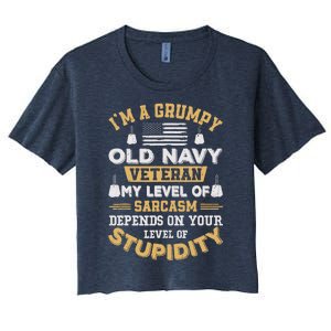 Grumpy Old Veteran Patriotic Funny Military Veteran Usa Women's Crop Top Tee