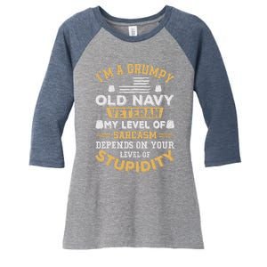 Grumpy Old Veteran Patriotic Funny Military Veteran Usa Women's Tri-Blend 3/4-Sleeve Raglan Shirt