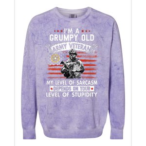 Grumpy Old Veteran Tee Pride Army Sarcasm Retired Colorblast Crewneck Sweatshirt