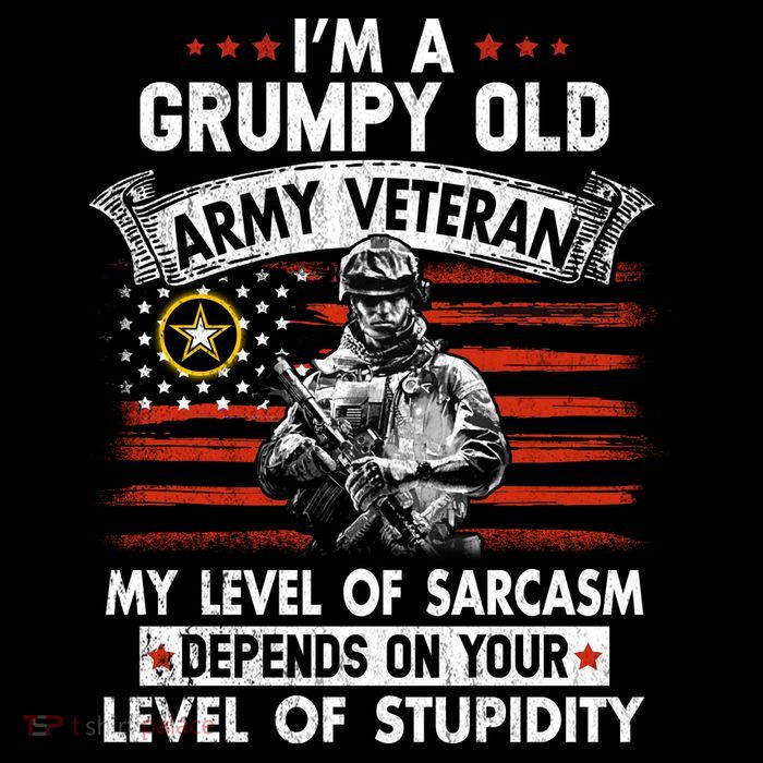 Grumpy Old Veteran Tee Pride Army Sarcasm Retired Full-Length Apron With Pockets